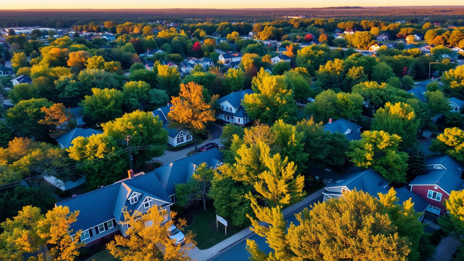 Metro Atlanta neighborhood at sunset